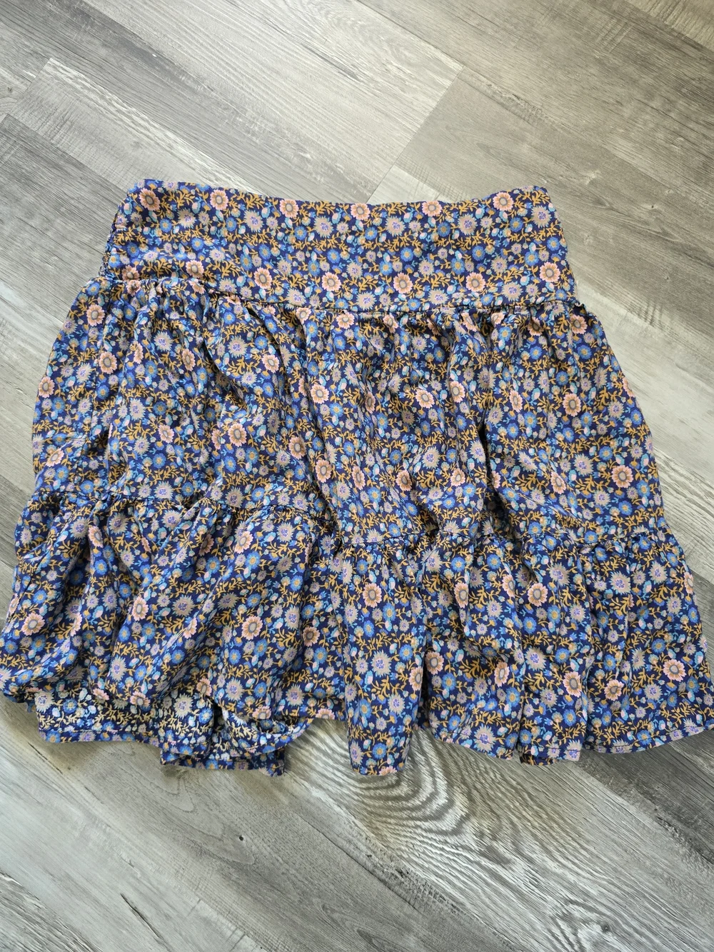 NATURAL LIFE Blue and Pink Floral Tiered Skirt